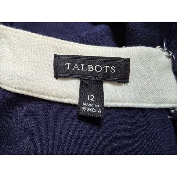 Talbots Womens Navy Blue & Beige Dress Size 12 - Picture 5 of 8